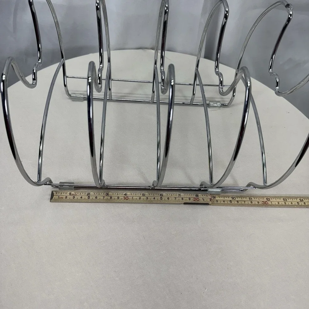 Chrome Pot /Pan Lid Holder Organizer Rack 4 Compartments Free Standing Or Fasten